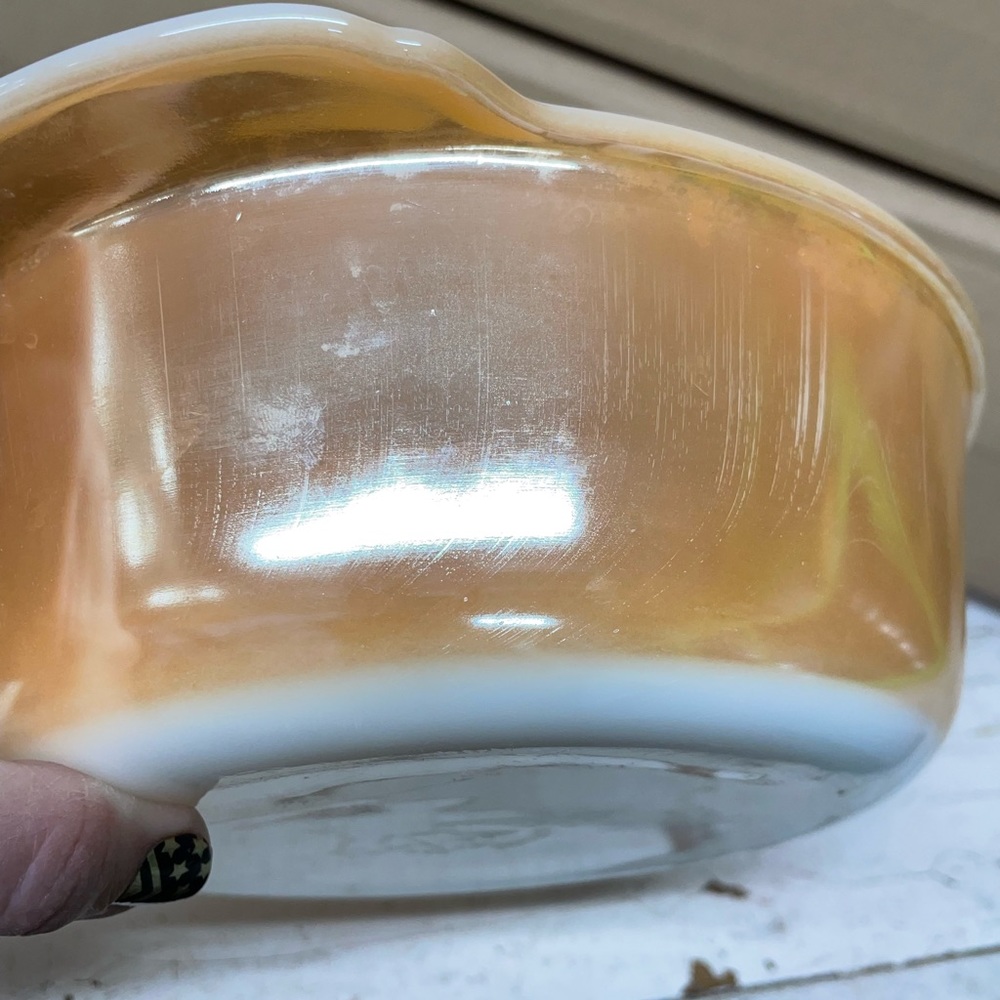 Anchor Hocking Fire King Peach Lustre 2qt. Casserole dish